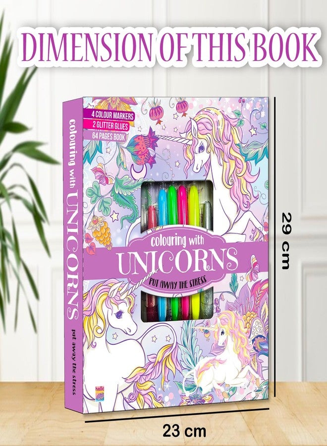 BRIJBASI Hello Friend Unicorns Colouring Combo Kit with 4 Neon Pens & 2 Glitter Tubes + 32 Pages Colouring Pad, 4+ yrs. - Image 5